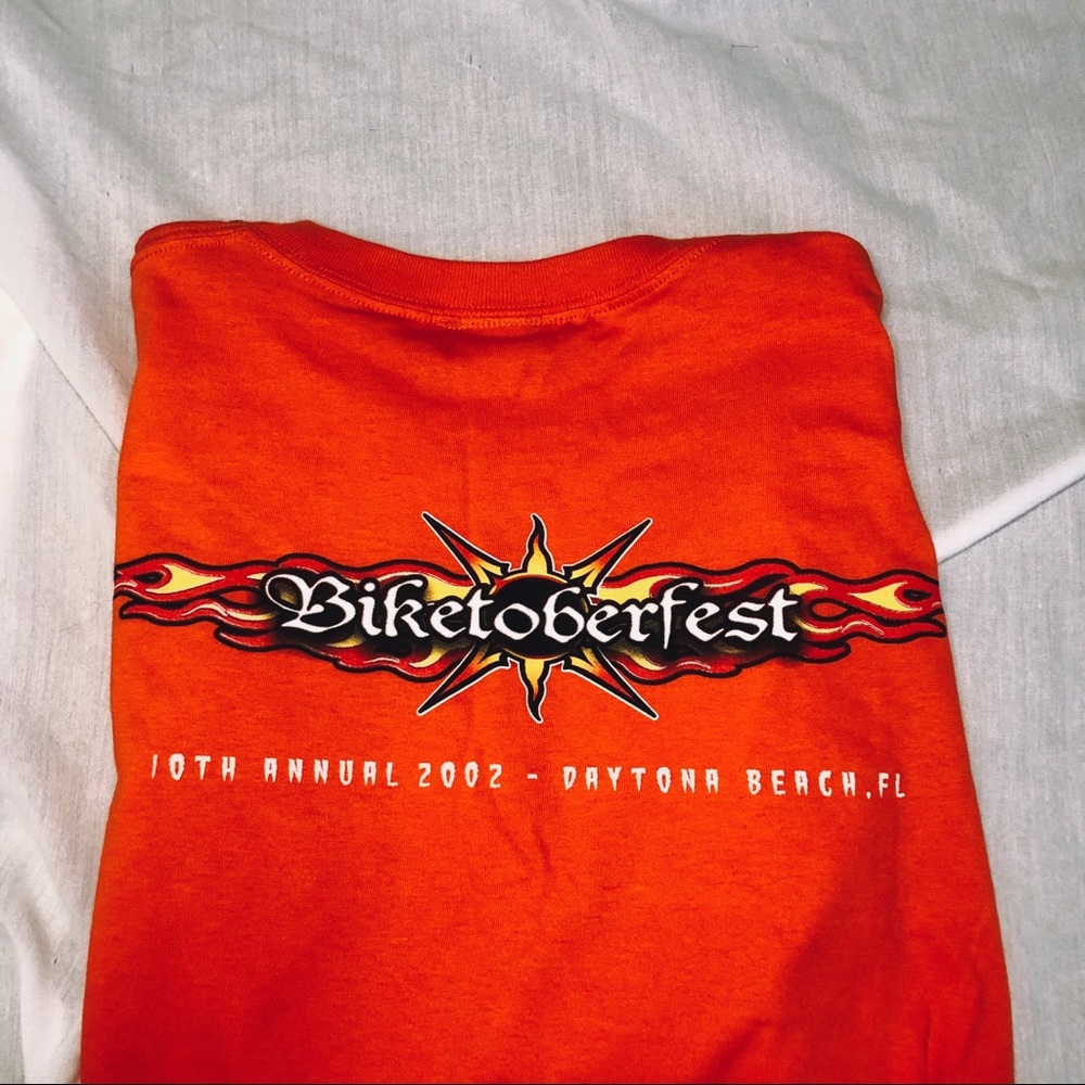 Orange Biketoberfest Cropped Rare Graphic T-shirt